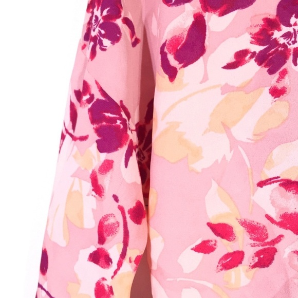 Halogen Women's Pink 3/4 Sleeve Floral Top - 10 - Picture 4 of 8